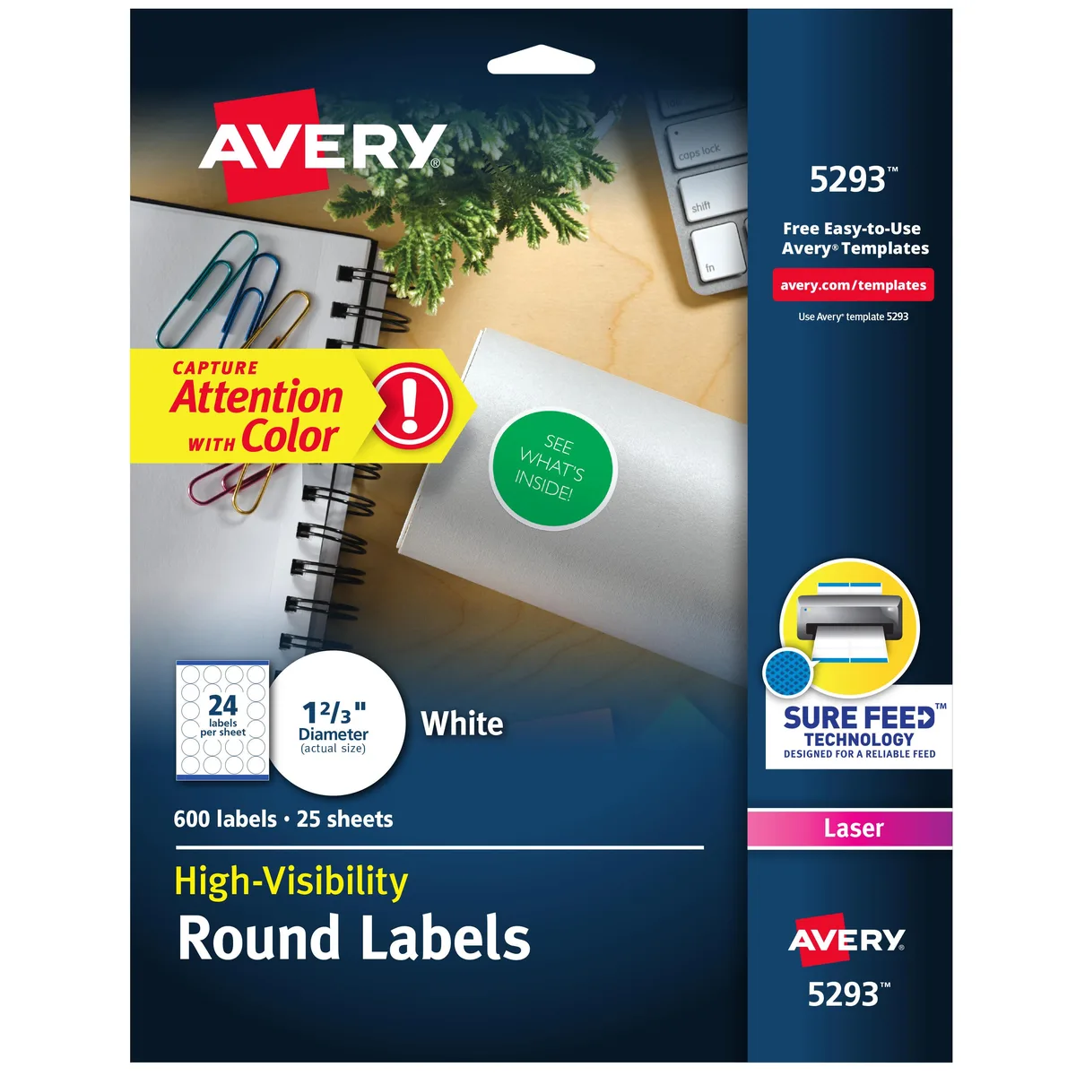 White matte round labels on a sheet, 600 count