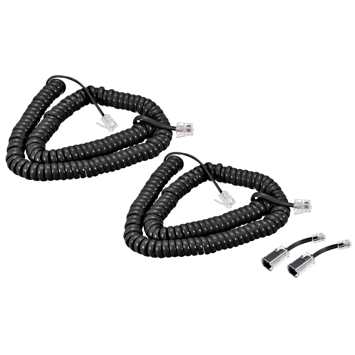 Unique-Bargains Unique-Bargains Telephone Cord Detangler 360° Rotating RJ9 4P4C 6.56ft Handset Cord 2Set — product photo