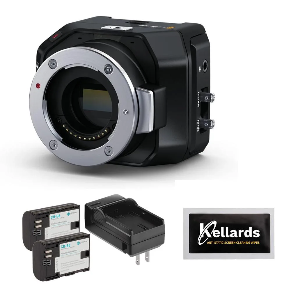 Blackmagic Design Pty. Ltd. Blackmagic Design Micro Studio Camera 4K G2 professional camcorder with Pawa Dual LP-E6 battery kit — product photo