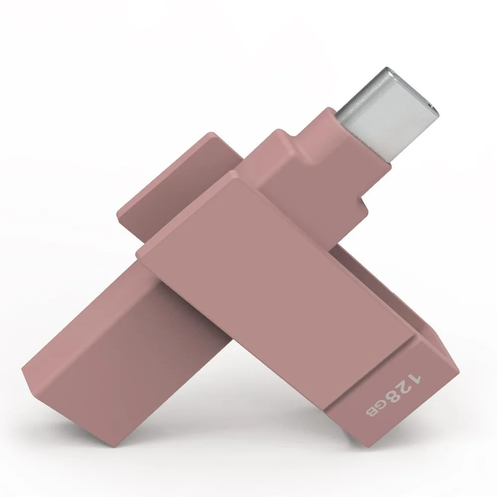 PIODATA PIODATA iXflash 128GB USB 3.2 Gen 1 2-in-1 USB Flash Drive Morandi Pink — product photo