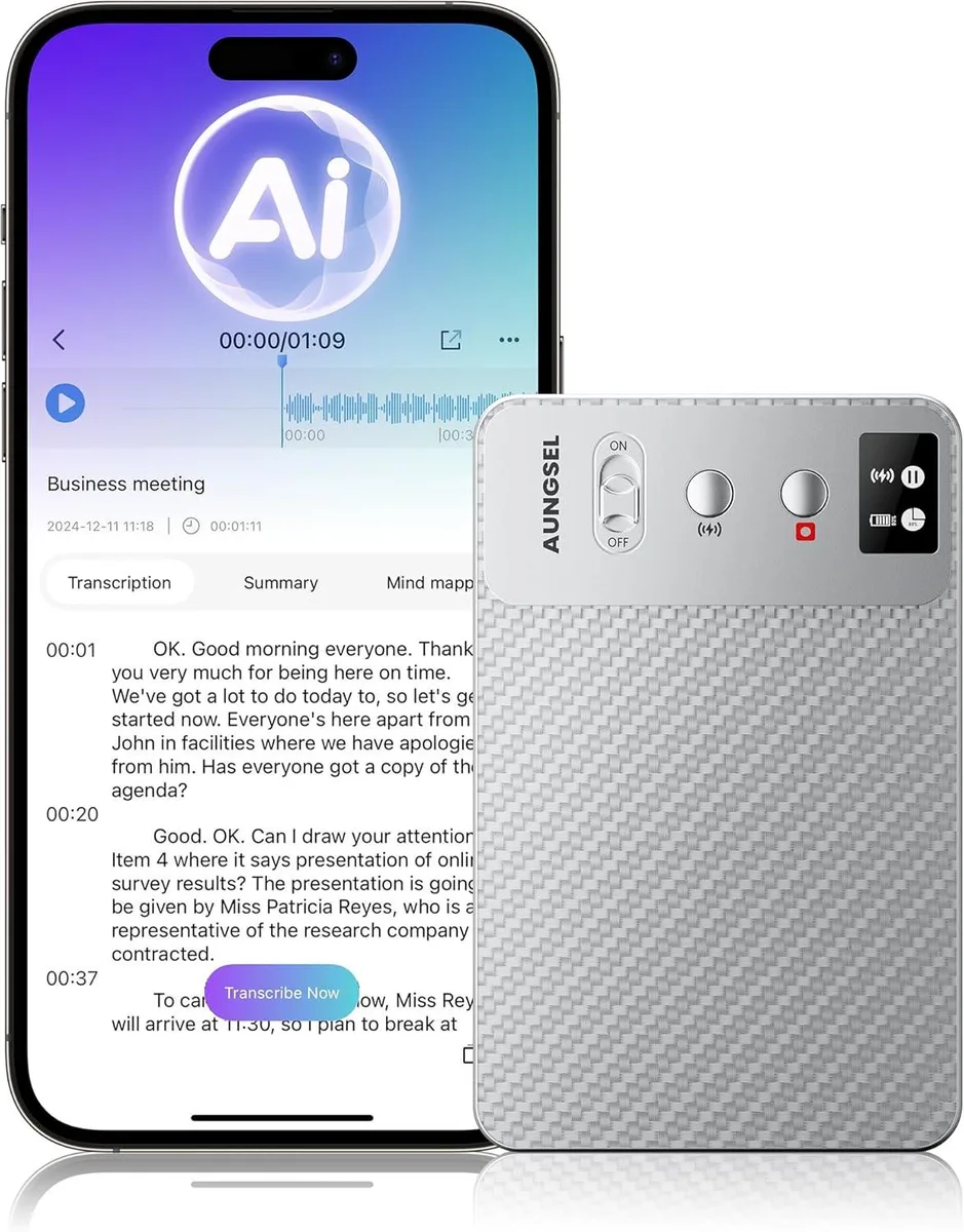 BFKK BFKK AI Voice Recorder 64GB 121 Languages Silver — product photo