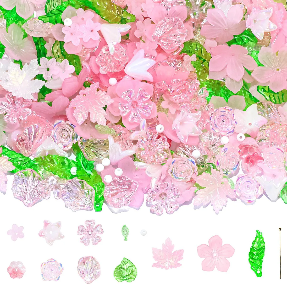  JUN-ELECTRON JUN-flower beads-US Pink 500Pcs Jewelry Kit — product photo