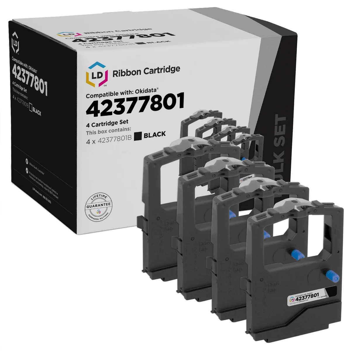 LD Products LD Products Printer Ribbon 42377801 Black 4-Multipack — product photo