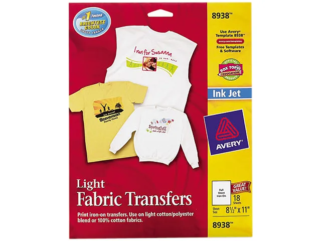 Avery Avery 8938 T-Shirt Transfers 8-1/2" x 11" 18 Pack — product photo