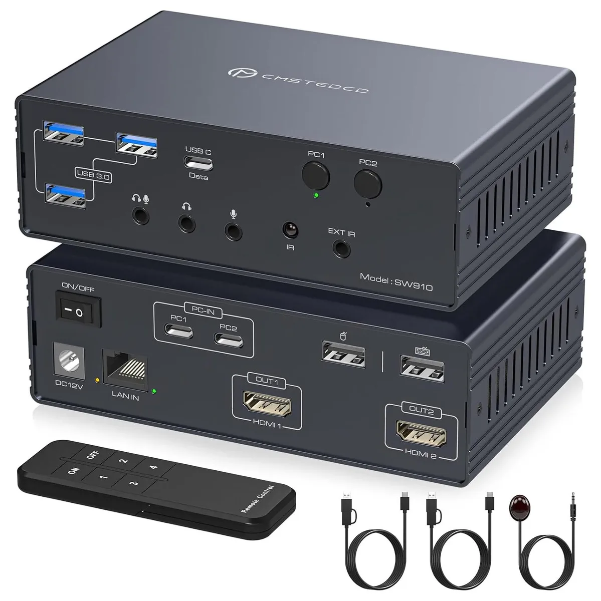 AUTYUE AUTYUE SW910 KVM Switch 2 Laptops 2 Monitors 4K@120Hz — product photo