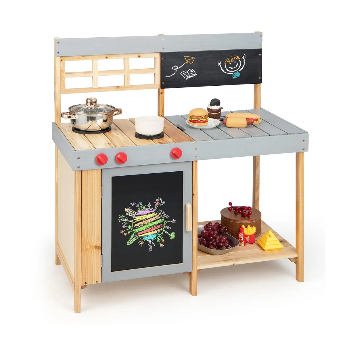 SlickBlue SlickBlue Outdoor Mud Kitchen Set Detachable Water Box Natural 35 x 18 x 35.5 in 23 lbs — product photo