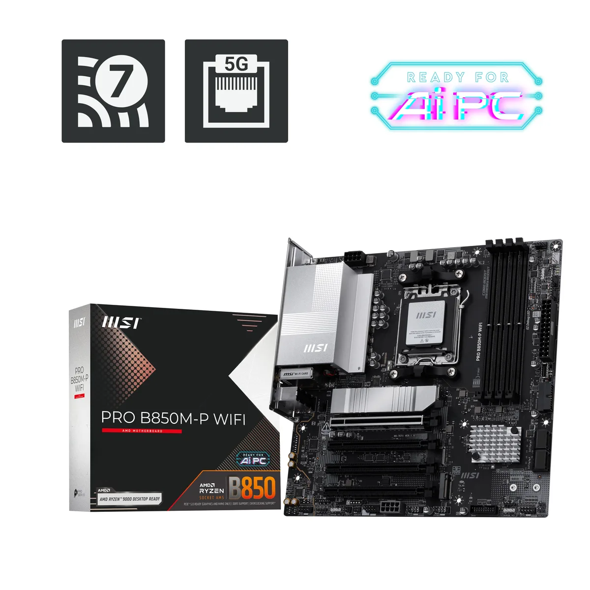 MSI MSI PRO B850M-P WIFI AMD motherboard — fotografie produktu