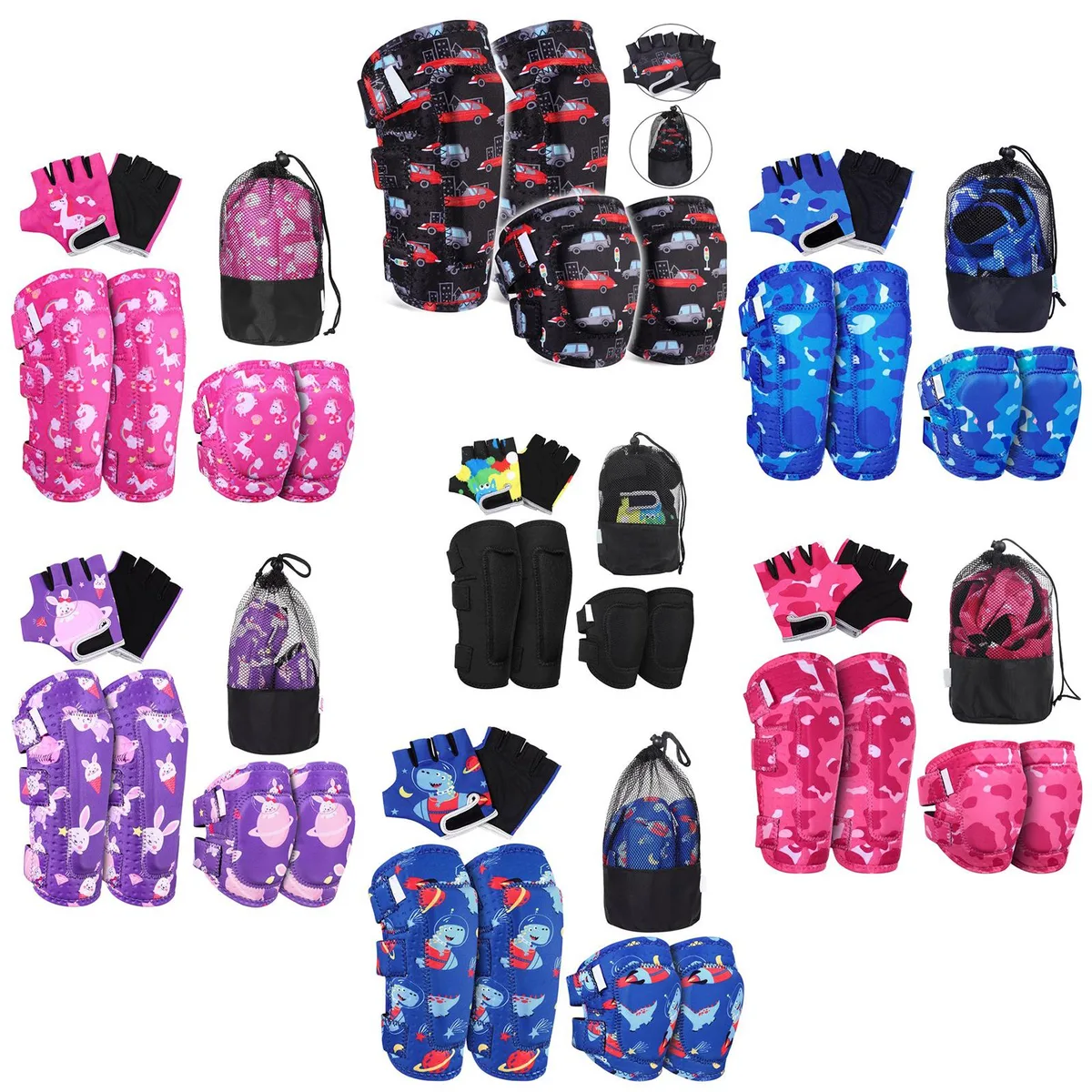Altatac Altatac 6-Piece Kids Elbow Knee Gloves Protective Gear Set Music-Red L/XL — product photo