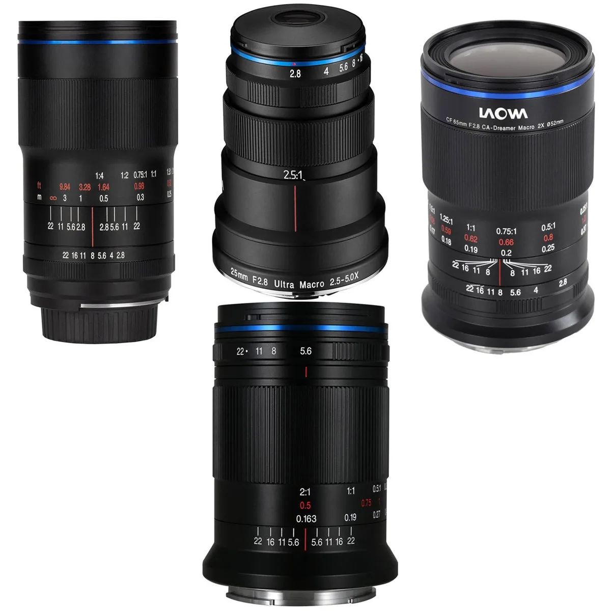 Venus Optics Venus Optics Laowa 25mm, 65mm, 100mm f/2.8 &amp; 85mm f/5.6 Ultra Macro 4-Lens Kit camera lens — product photo