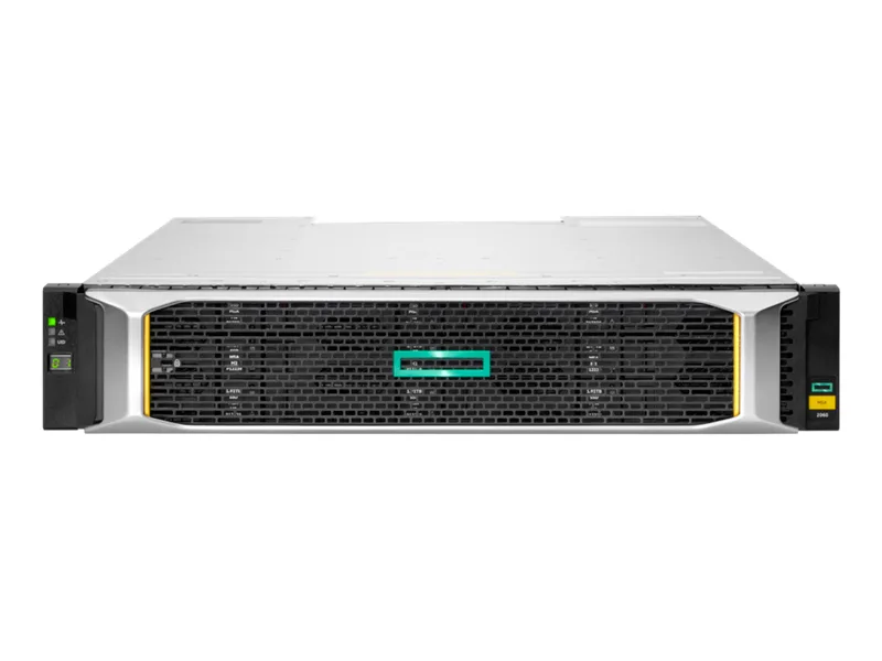 Silver 2U rack enclosure with seven front drive bays and dual power supplies at the rear