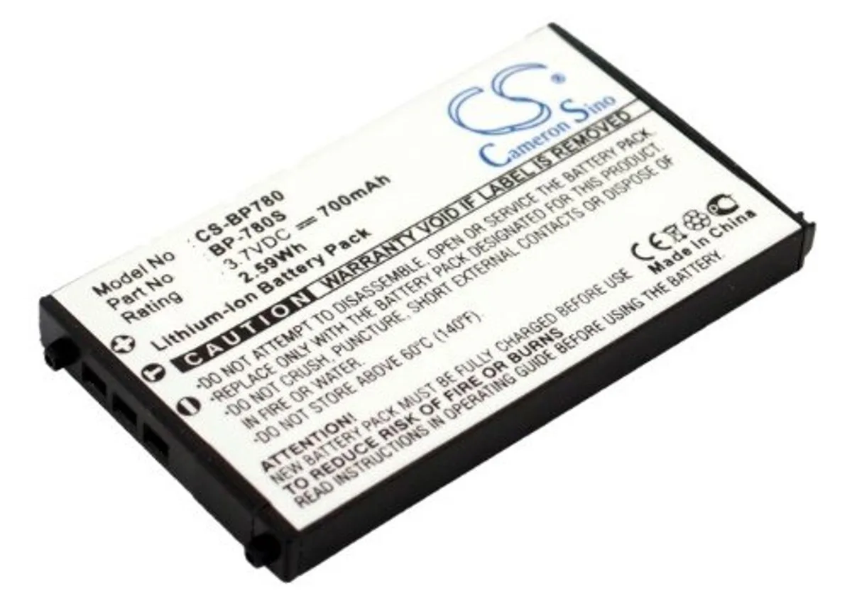 Rectangular lithium-ion camera battery, dark grey finish, 56.40 by 31.70 by 5.85 mm