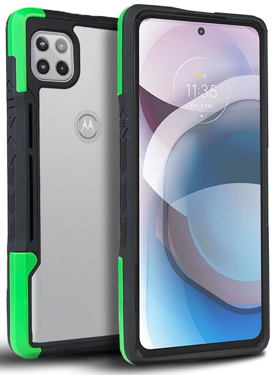 Nakedcellphone Nakedcellphone Hybrid Case Green Clear Acrylic for Motorola One 5G Ace XT2113 — product photo