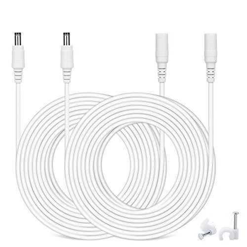  WILDHD DC-33FT2P 33ft 2-pack 2.1mm x 5.5mm DC power extension cord White — product photo