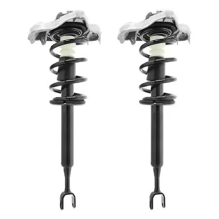 Two silver front strut assemblies with springs and mounts