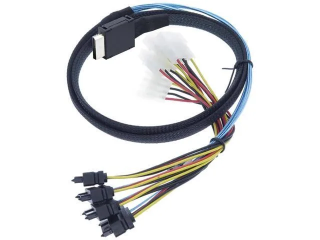 Fervit Fervit OCuLink SFF8611 4i to SAS 4×SFF8482 Cable 4Pin Power 12Gbps .5m — product photo