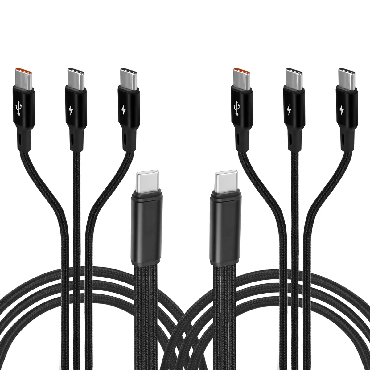 BUCIER BUCIER USB-C Splitter Cable 3×1.2 m 5A 480 Mbps 2-Pack Black — product photo