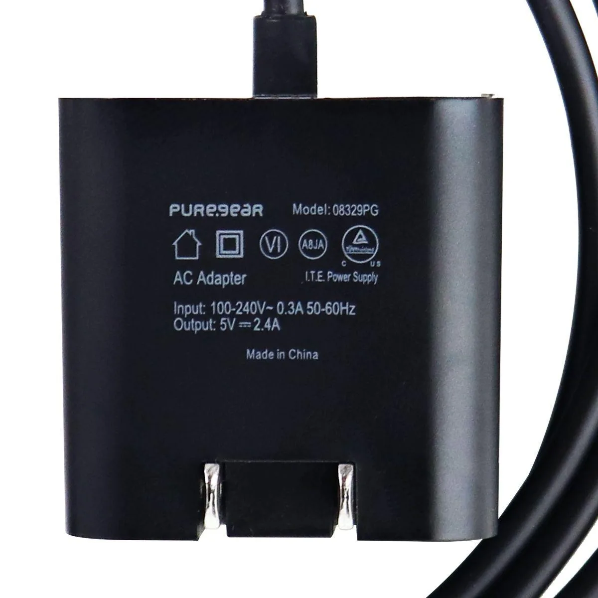 PureGear PureGear 12W 5V 2.4A Micro USB Wall Charger 5ft Black — product photo