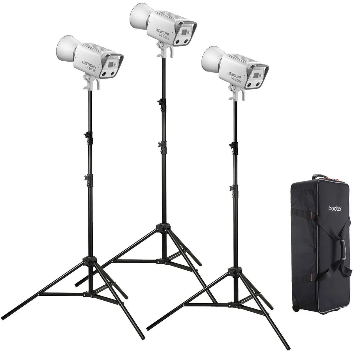 Godox Photo Equipment Co. Ltd Godox Photo Equipment Co. Ltd Litemons LA300Bi Bi-Color LED Monolight 3-Light Kit — product photo