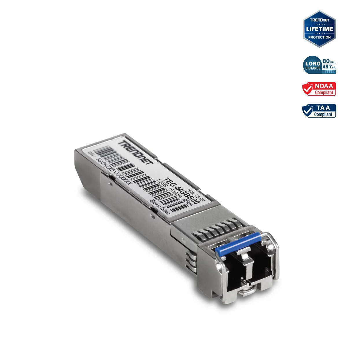 TRENDnet TRENDnet TEG-MGBS80 SFP transceiver single-mode LC 80 km 1.25Gbps — product photo