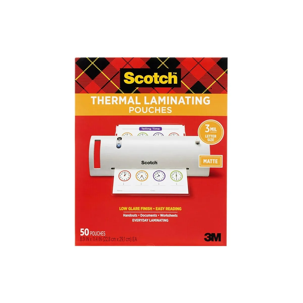3M 3M Scotch Thermal Matte Laminating Pouches Letter 3 Mil 50 Pack — product photo