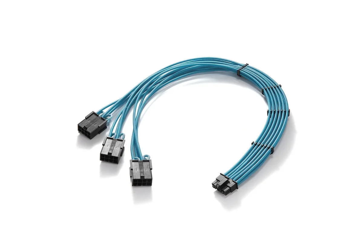 FormulaMod FormulaMod 16Pin (12+4) to 3x8Pin PCI-E 5.0 Extension Cable 17.7in Sky-blue — product photo