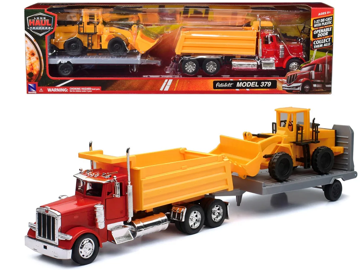 New Ray Toys New Ray Toys Peterbilt 379 Dump Truck &amp; Wheel Loader 1/32 hobby collectible — product photo