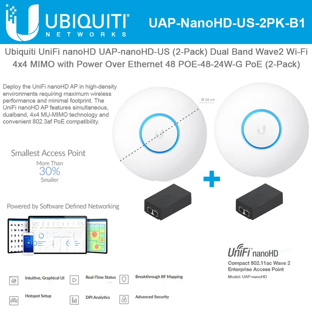 Ubiquiti Networks Ubiquiti Networks UAP-nanoHD-US 2-Pack access point with PoE — product photo
