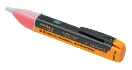 Yellow plastic non-contact voltage detector pen with pocket clip, 90 to 1000V AC range