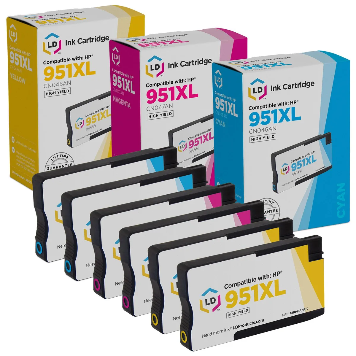 LD Products LD Products HP 951XL High Yield Ink Cartridge 6-Pack (2 Cyan, 2 Magenta, 2 Yellow) — product photo