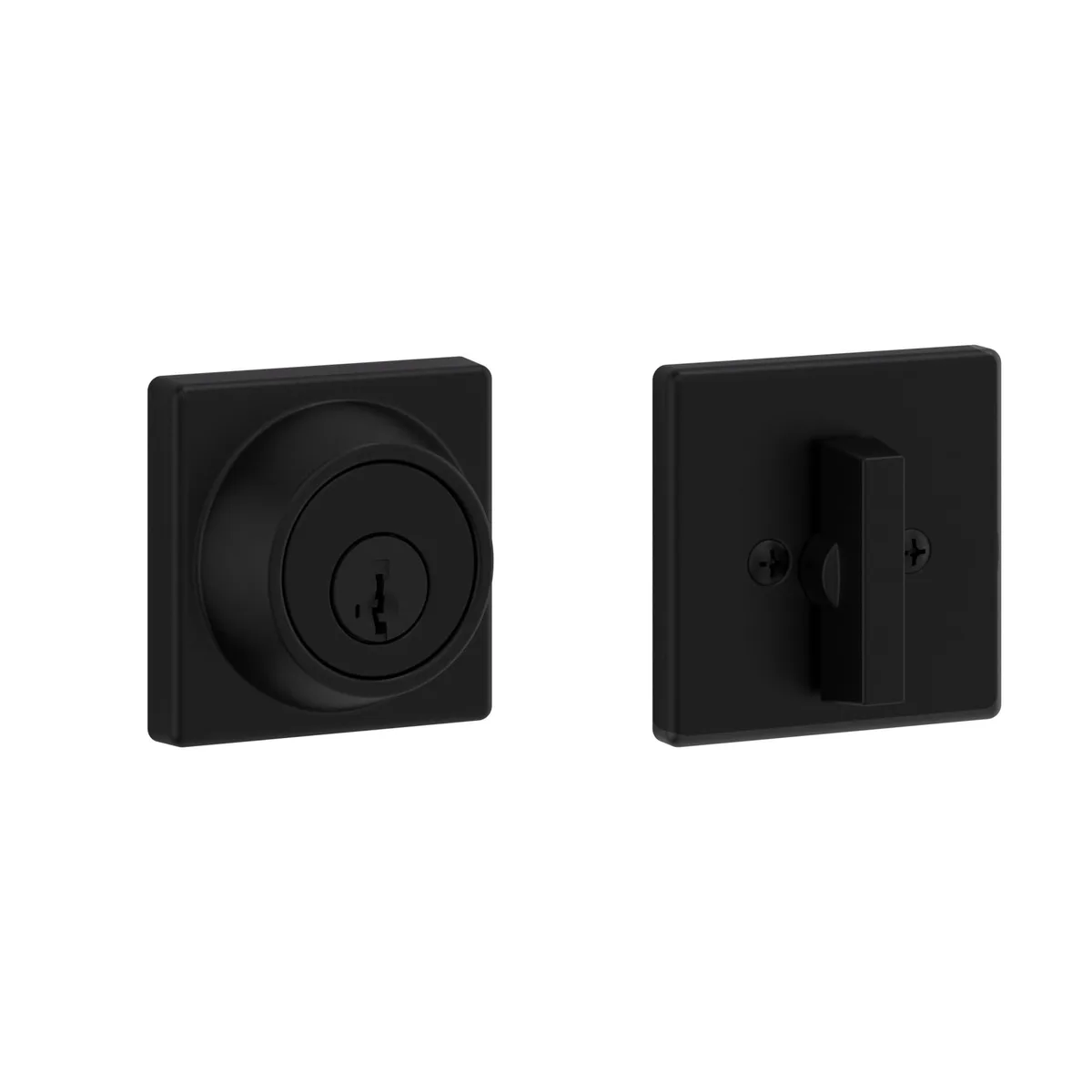 Twelve matte-black Baldwin 660 single-cylinder deadbolts in a bulk pack