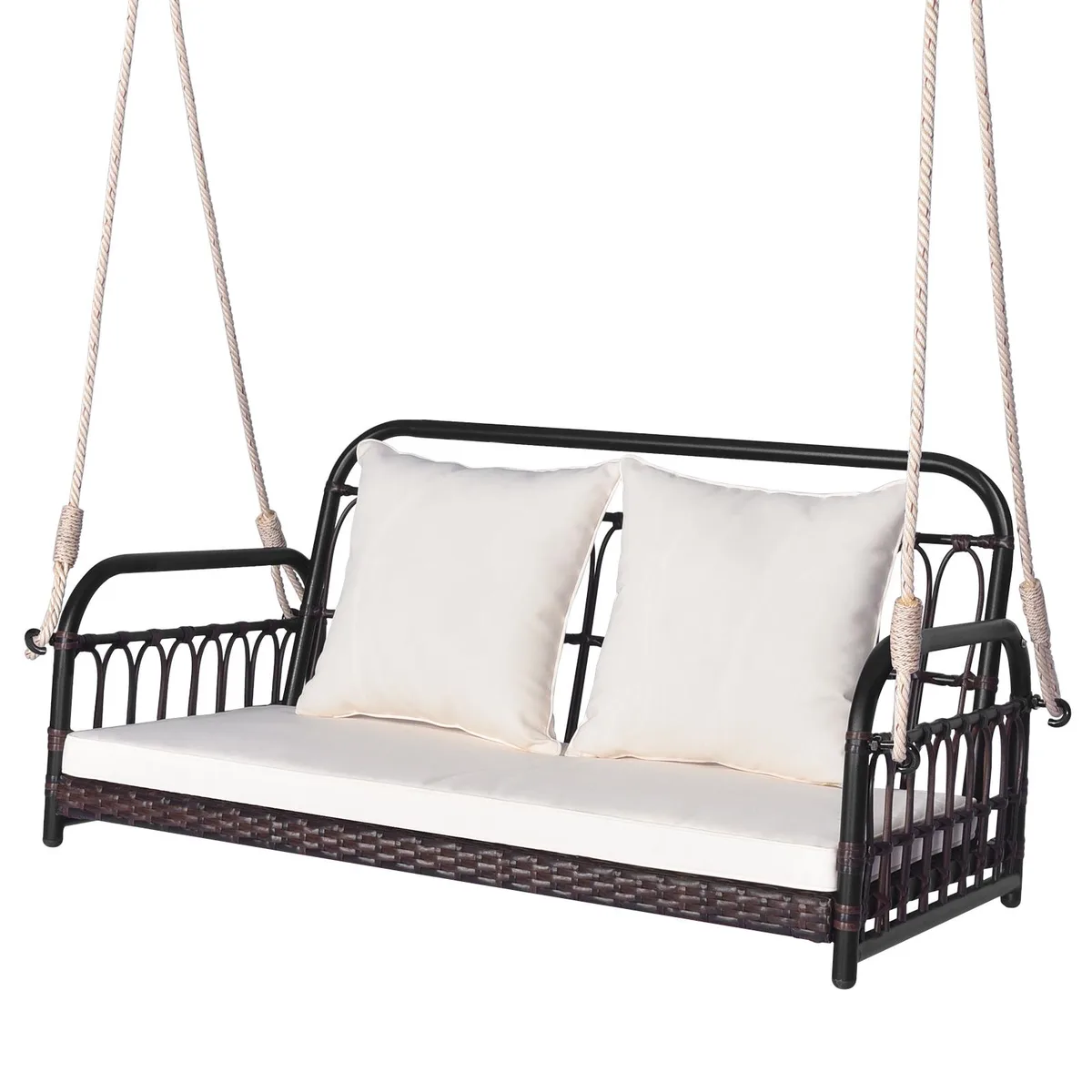 SlickBlue SlickBlue 880 lbs Wicker Hanging Porch Swing White — product photo