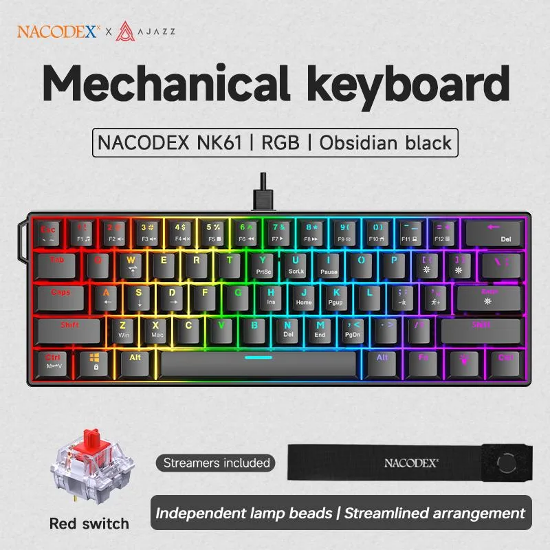 Ajazz Ajazz NK61 61-key wired gaming keyboard Black RGB — product photo