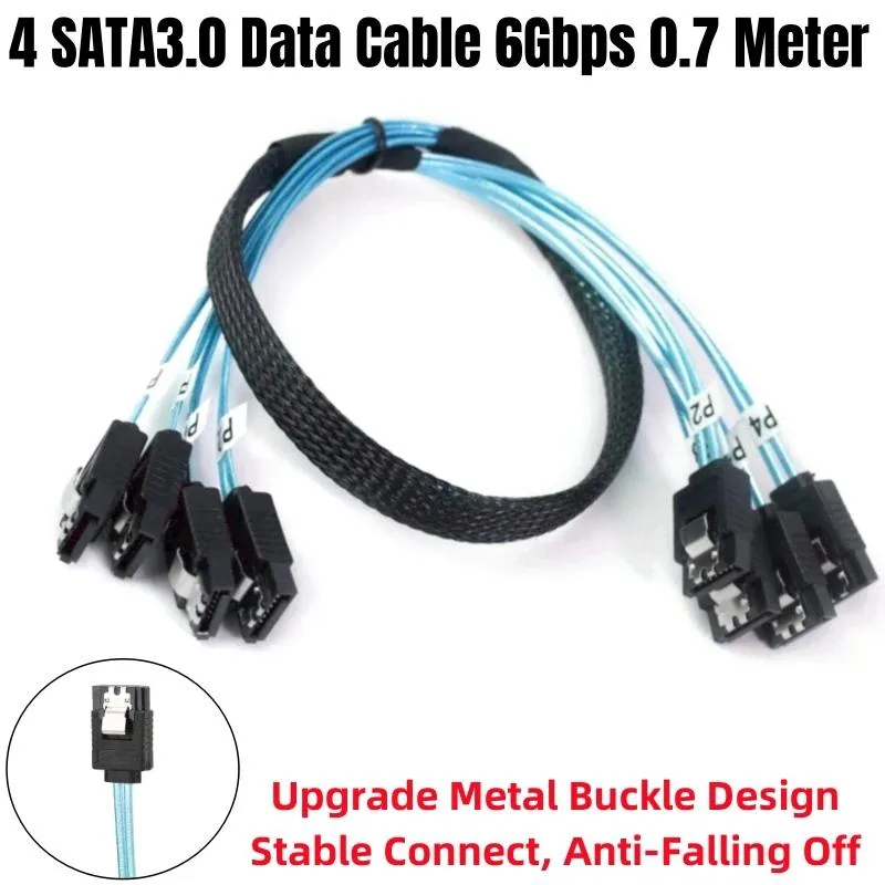 YEPLOOK YEPLOOK 4 SATA 3.0 0.5m SAS 7Pin Straight to Angled 6Gbps Blue sata cable — product photo
