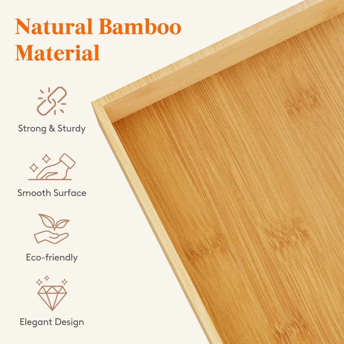 Five bamboo drawer boxes with removable dividers stacked together