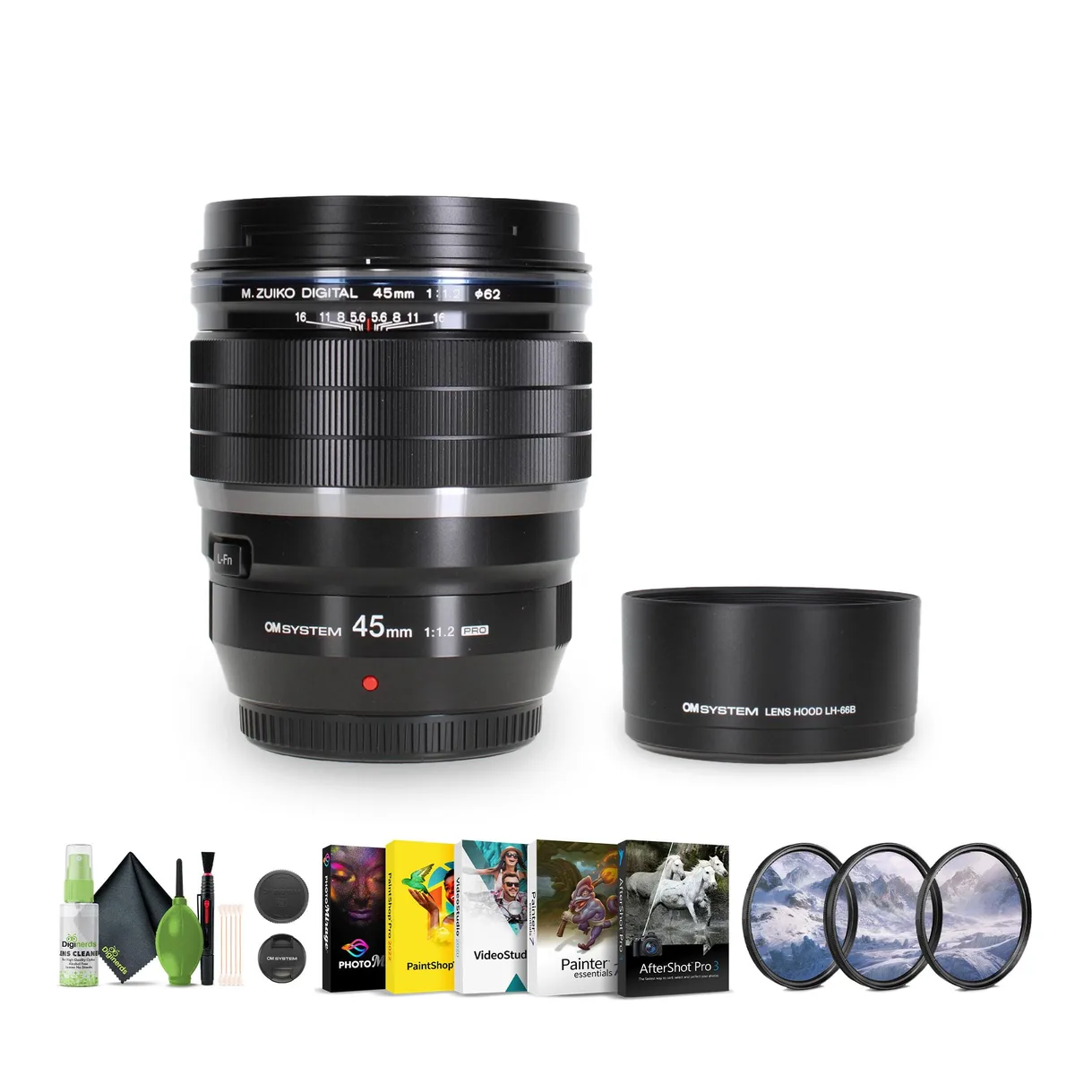 Olympus America Inc. Olympus America Inc. M.Zuiko Digital ED 45mm f/1.2 PRO Lens + 62mm Filter Kit — product photo