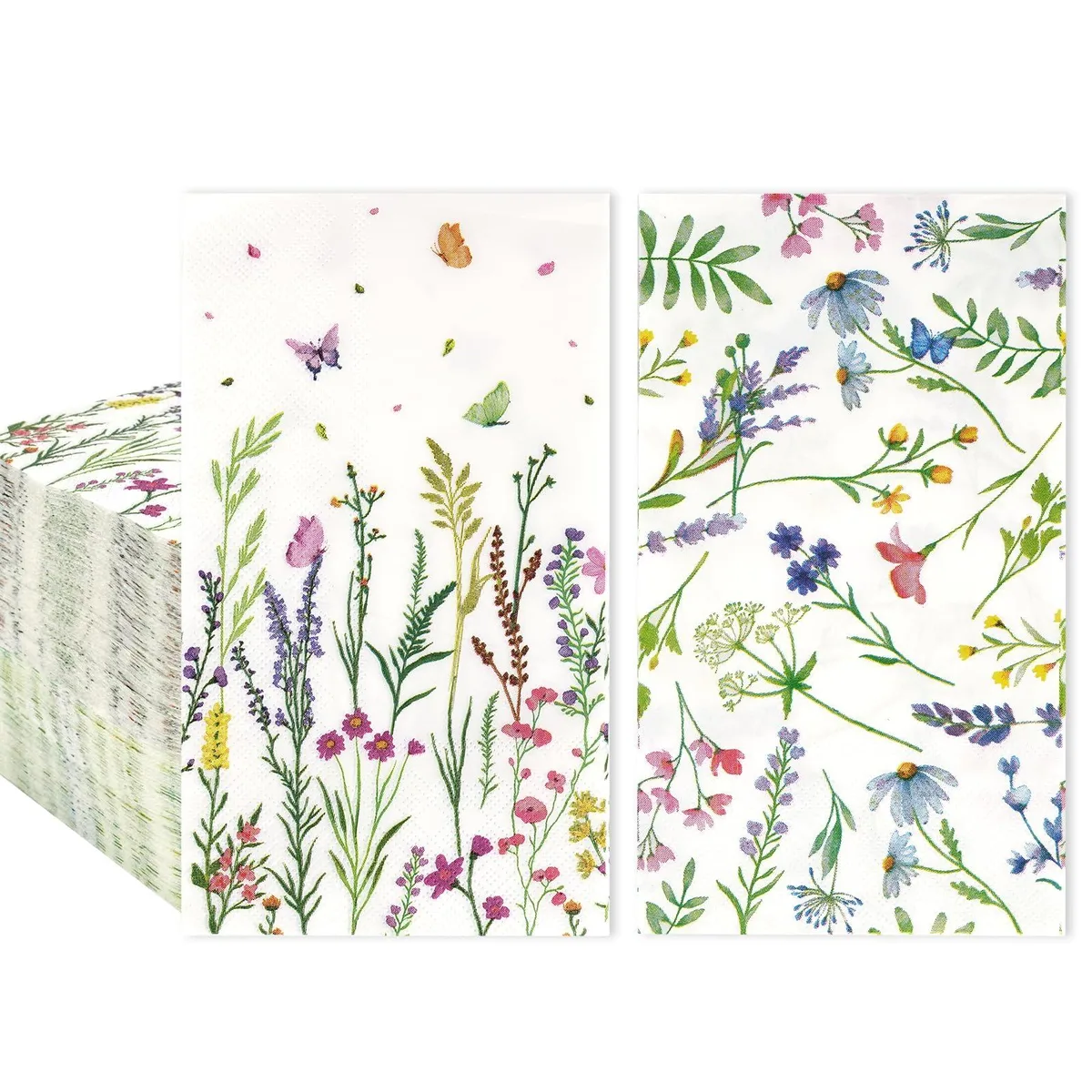  OuMuaMua Wildflower Dinner &amp; Guest Napkins 100 Pack 2-Ply Green — product photo