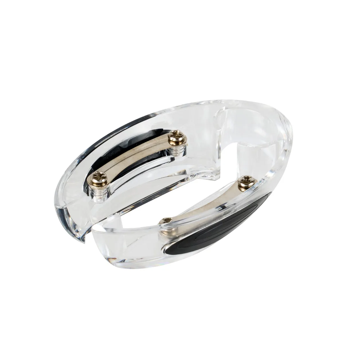 Clear plastic wine foil cutter, 1.9 by 0.7 inches, ergonomic grip
