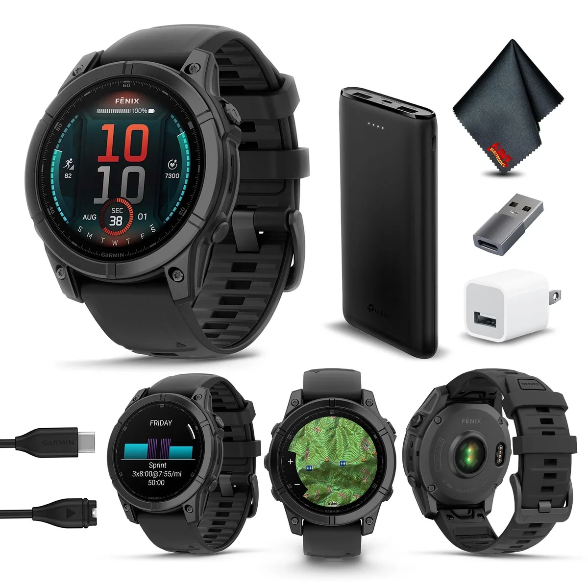 Garmin Garmin Fenix E 47MM Slate Gray Steel Black Silicone Band wearable technology — product photo