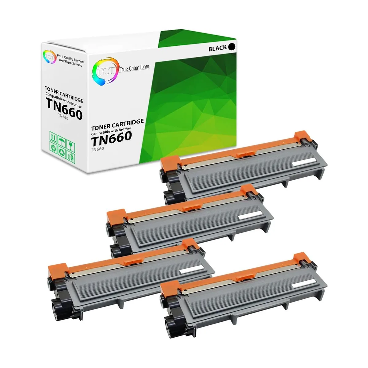 TCT TCT TN-660 Black Toner Cartridge 4 Pack 2600 Pages — product photo
