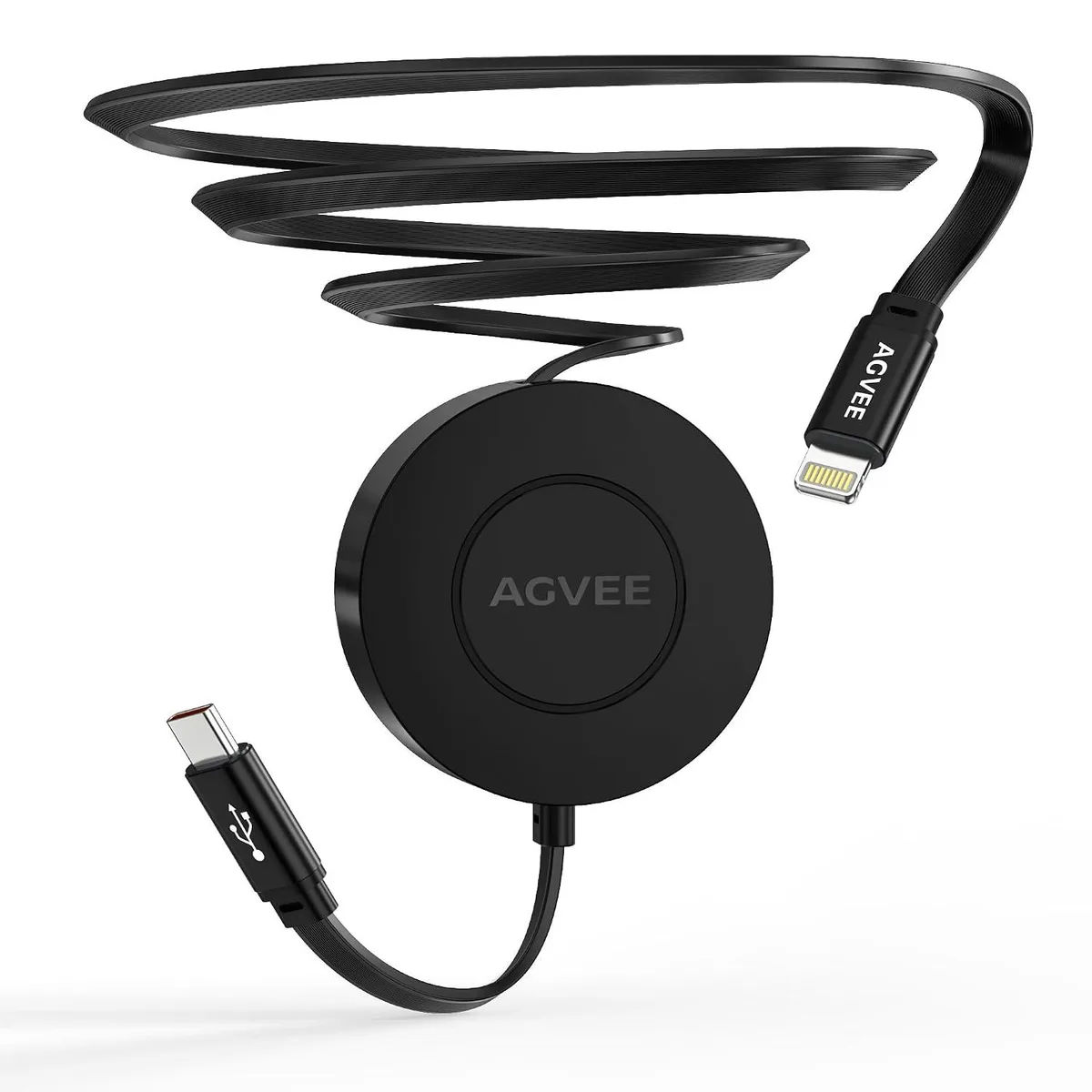 Mobee Mobee USB-C to Lightning Retractable Cable 27W 0.3ft Fixed 2.3ft Extend Black — product photo
