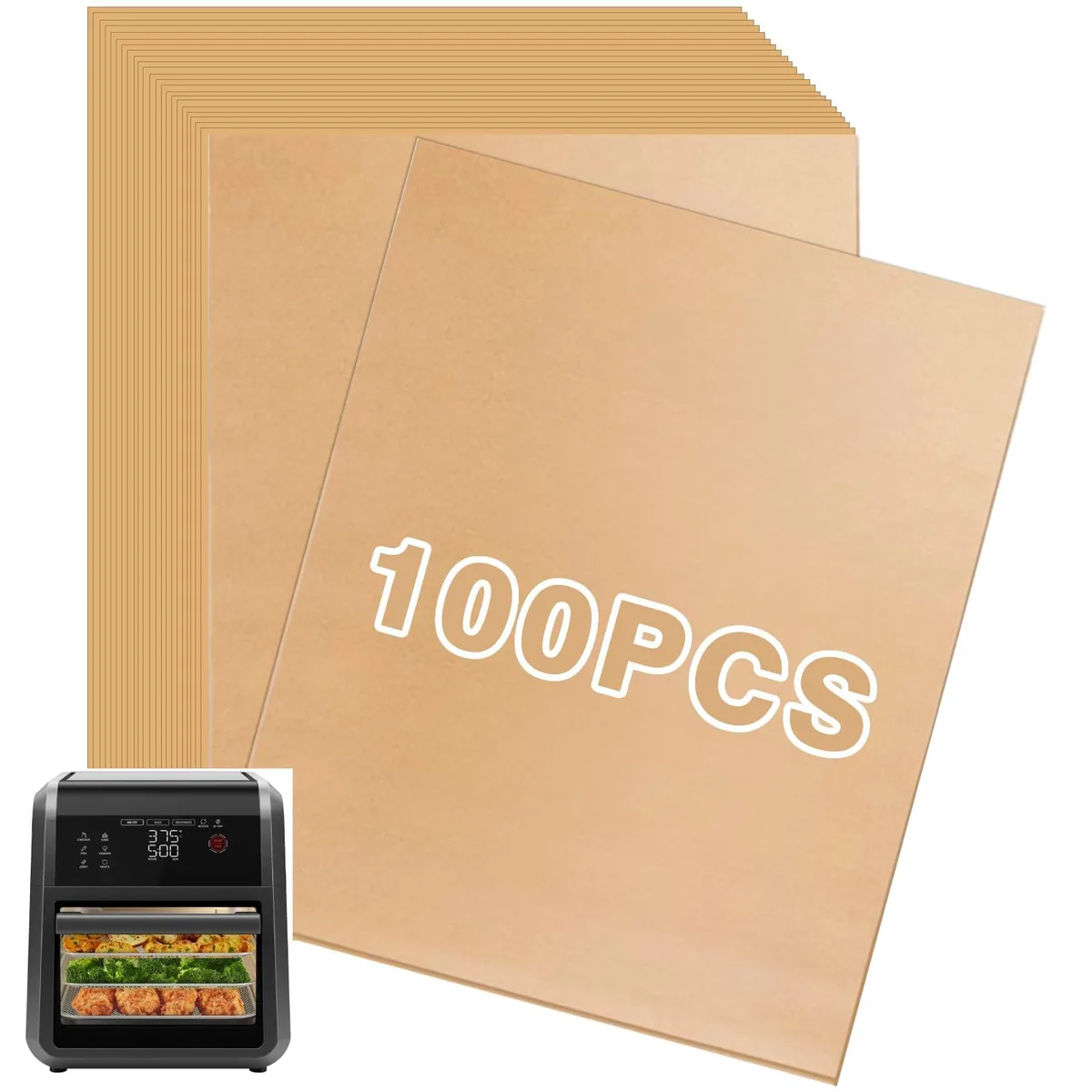 Stack of 100 square parchment sheets in a box