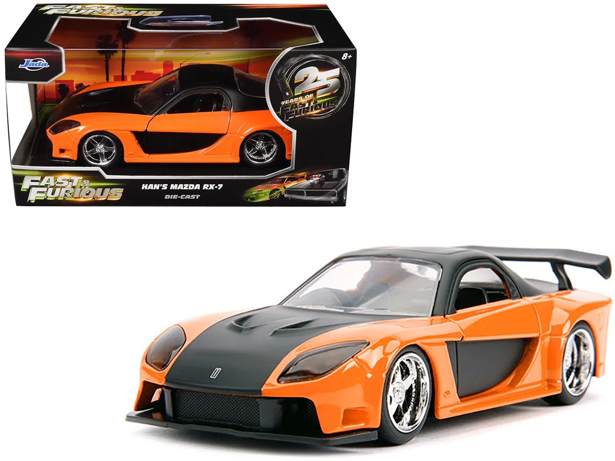 Jada Jada Han's Mazda RX-7 RHD 1/32 Diecast Orange Metallic Black 25 Years Fast &amp; Furious Tokyo Drift 2006 — product photo
