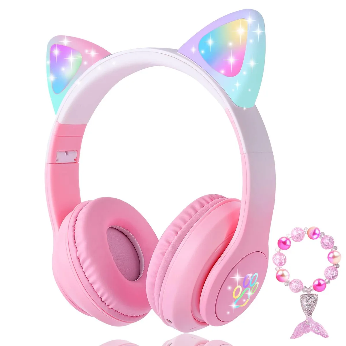  KORABA YD-01 Cat Ear Headphones Pink Bluetooth 5.0 12h 32ohm 95dB 300g 3.5mm — product photo