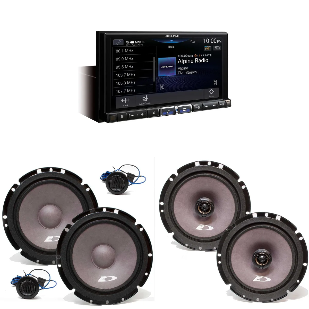 Alpine Alpine iLX-507 7" Multimedia Receiver with SXE-1751S 6.5" Component & SXE-1726S 6.5" Coax Speakers — product photo