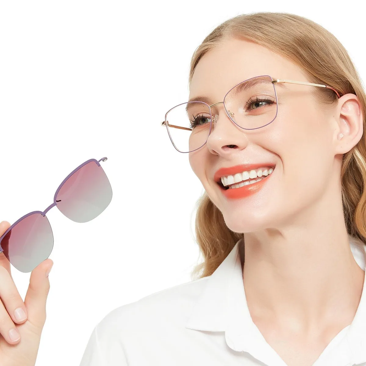 ARENTI ARENTI Blue Light Blocking Glasses with Polarized Clip Purple 2 in 1 accessory — product photo