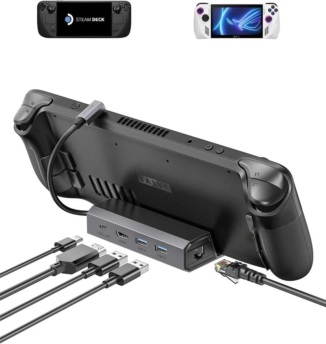 PISKEKAT PISKEKAT 5-in-1 Docking Station for Steam Deck ROG Ally 4K@60Hz HDMI 100W USB-C Charging — product photo