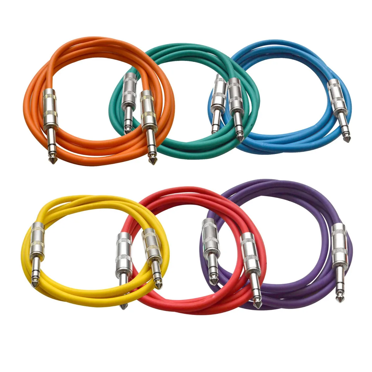 Seismic Audio 1/4" TRS Patch Cables 6 ft Pack of 6 Multi-Color — product photo