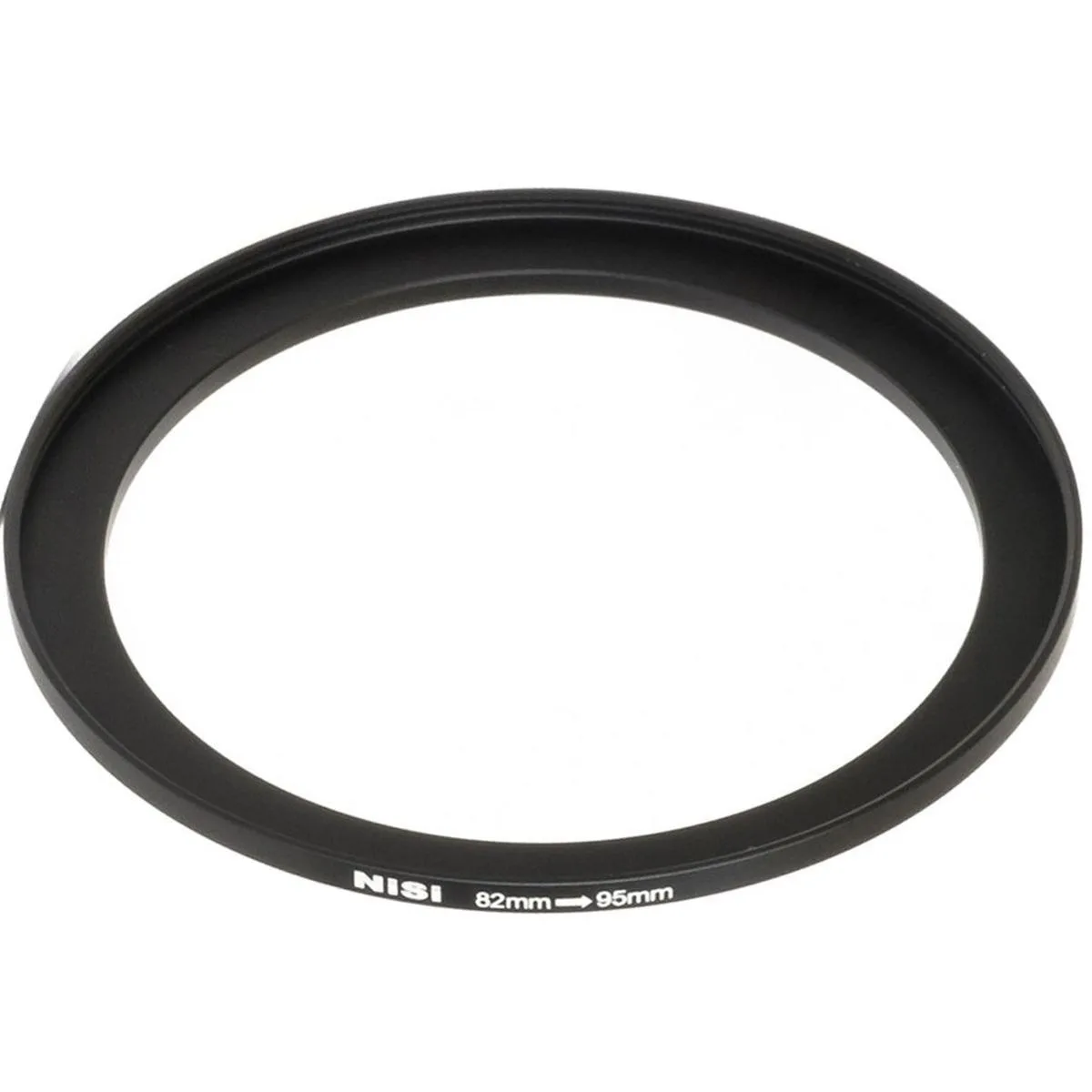 Matte black aluminum step-up ring from 82mm to 95mm