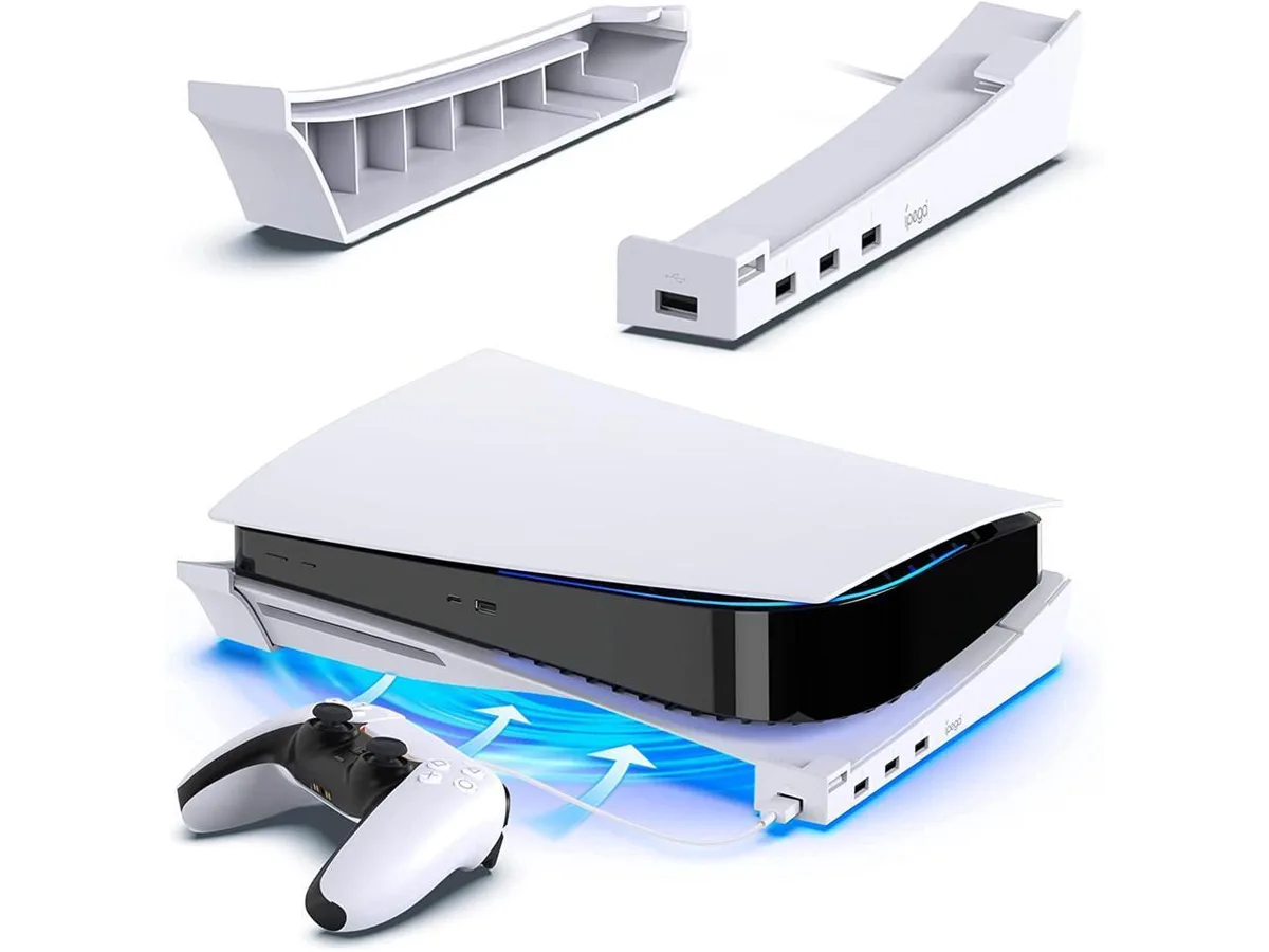 BONAEVER BONAEVER Horizontal Hub USB Port Stand for PS5 Disc &amp; Digital Edition bag — product photo
