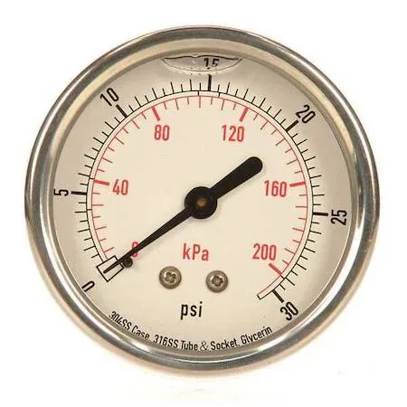 Value Brand Value Brand Commercial Pressure Gauge 0 to 30 psi 2 1/2 in Dial 1/4 in NPT — product photo